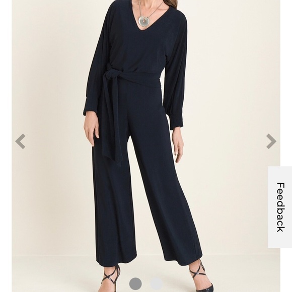 Chico's Pants - Chico’s Travelers Navy Jumpsuit, Longsleeve V-neck, size 3 (16/18)